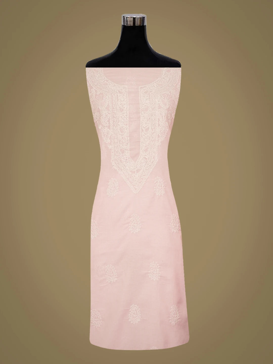 Ada Hand Embroidered Pink Cotton Lucknowi Chikankari Unstitched Suit Piece 01A678114