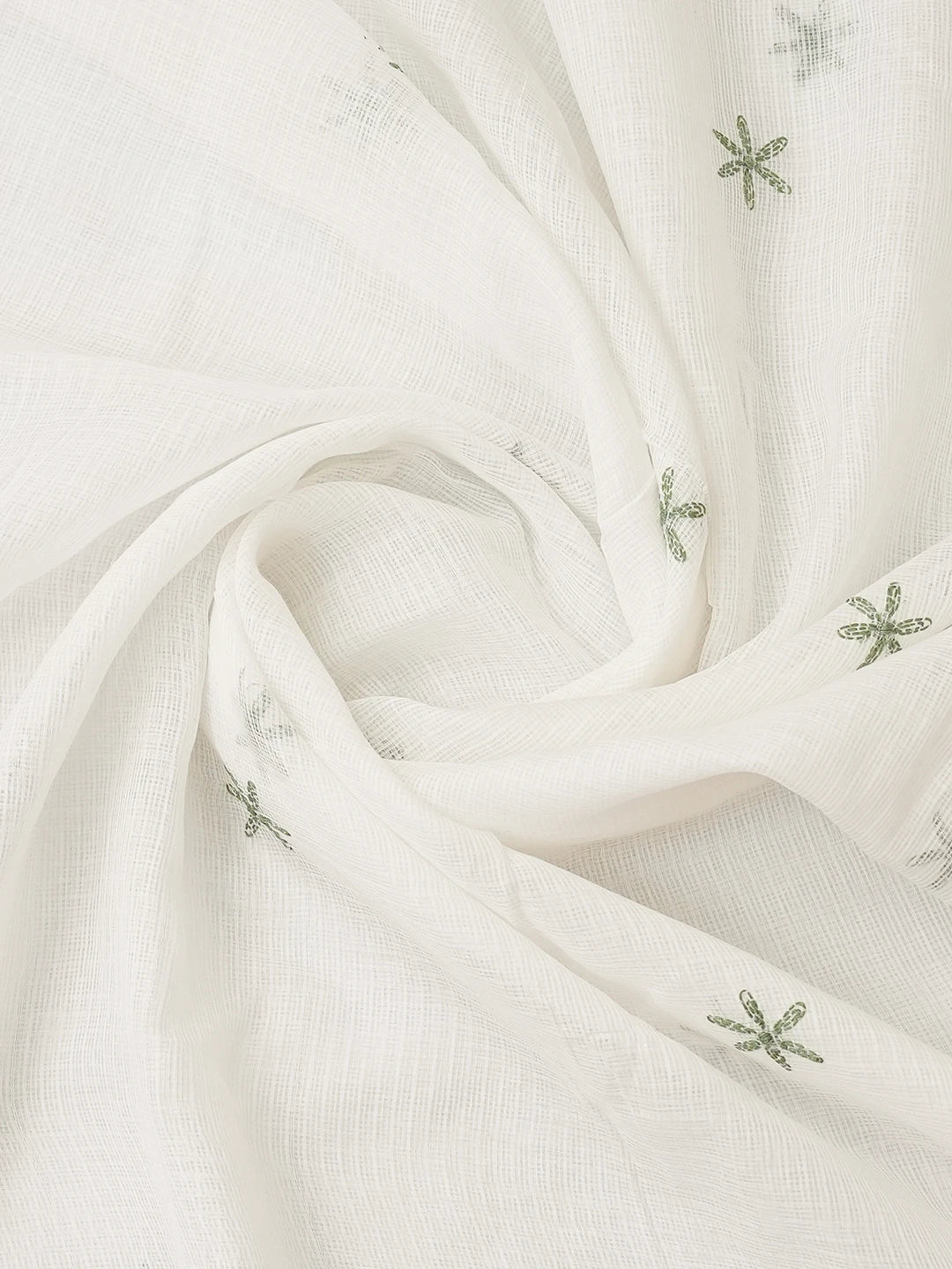 Ada Hand Embroidered White Kota Lucknowi Chikankari Unstitched Kurta Dupatta Set 01A760534