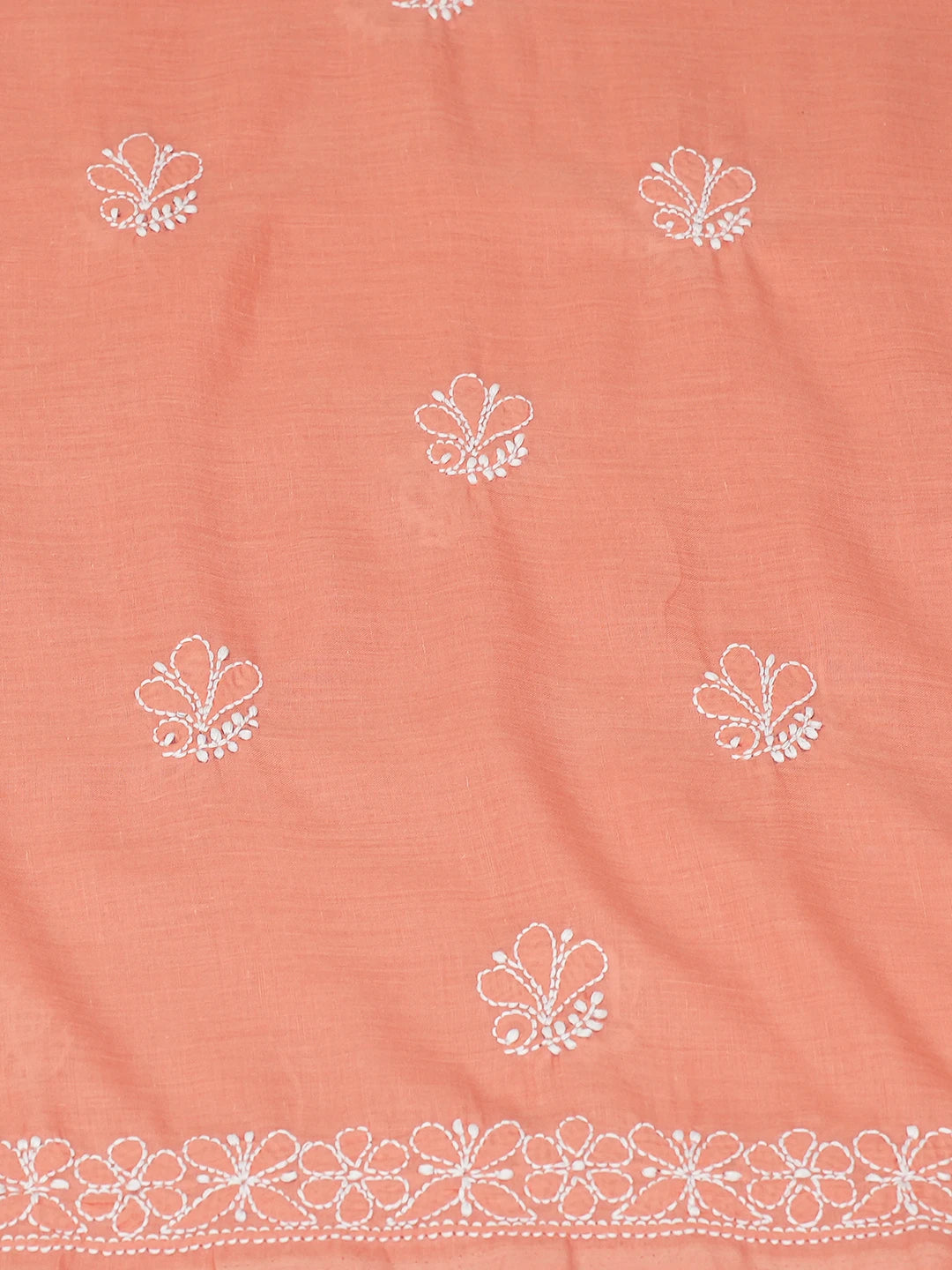 Ada Hand Embroidered Peach Cotton Lucknowi Chikankari Unstitched Suit Piece 01A761547