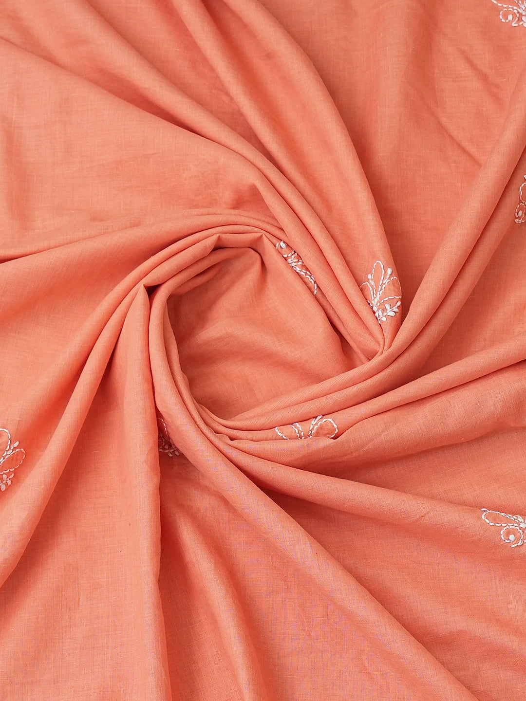 Ada Hand Embroidered Peach Cotton Lucknowi Chikankari Unstitched Suit Piece 01A761547