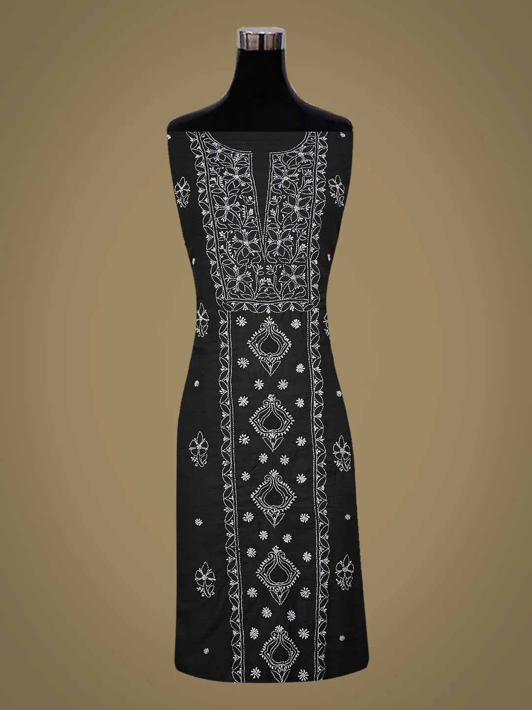 Ada Hand Embroidered Black Cotton Lucknowi Chikankari Unstitched Suit Piece 01A761535