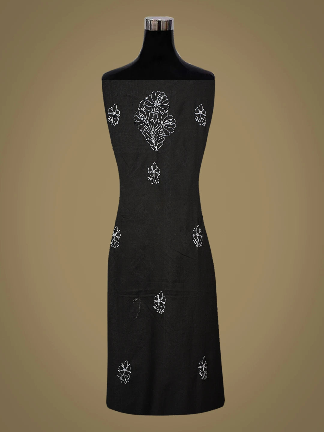 Ada Hand Embroidered Black Cotton Lucknowi Chikankari Unstitched Suit Piece 01A761535