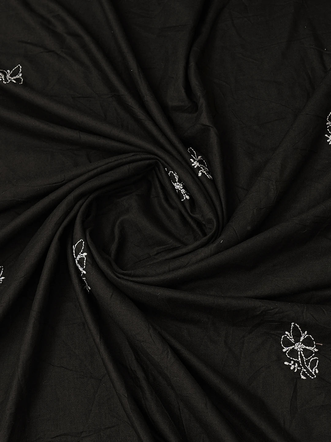 Ada Hand Embroidered Black Cotton Lucknowi Chikankari Unstitched Suit Piece 01A761535