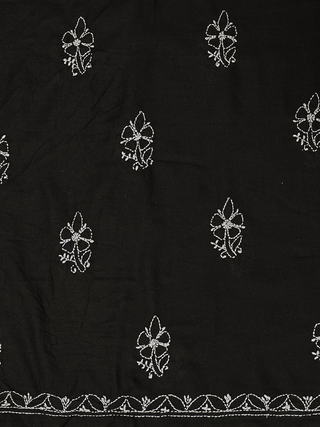 Ada Hand Embroidered Black Cotton Lucknowi Chikankari Unstitched Suit Piece 01A761535