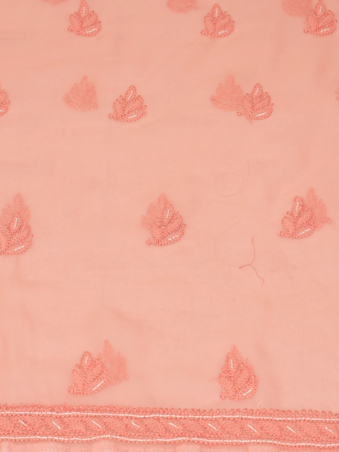 Ada Hand Embroidered Peach Georgette Lucknowi Chikankari Unstitched Suit Piece With Cutdana Work 01A713295