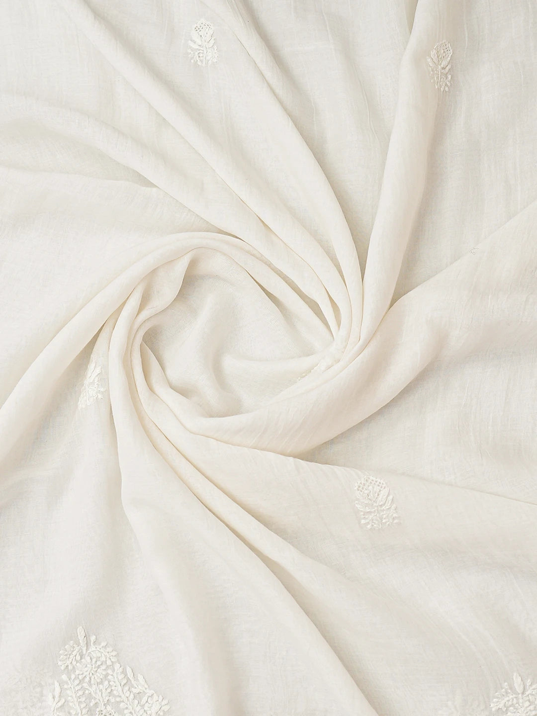Ada Hand Embroidered White Chanderi Lucknowi Chikankari Semi-stitched Kurta Dupatta Set With Parsi Work 01A722462