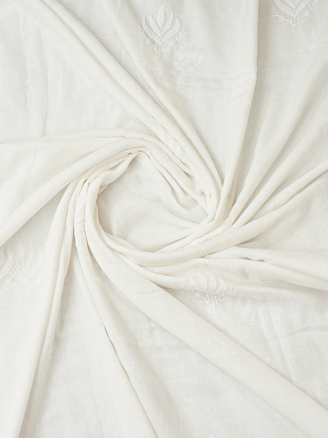 Ada Hand Embroidered White Cotton Lucknowi Chikankari Unstitched Kurta Dupatta Set 01A762846