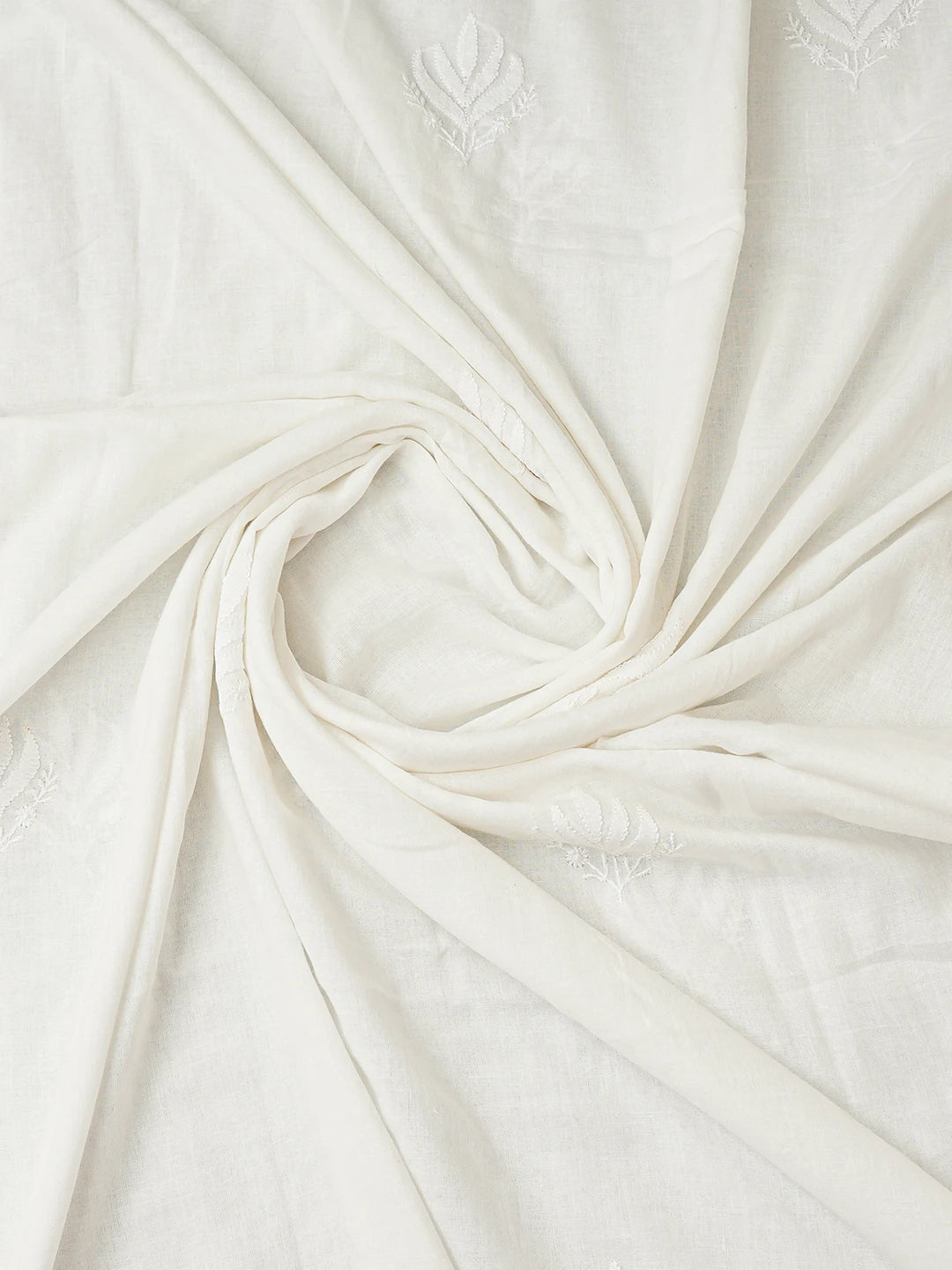 Ada Hand Embroidered White Cotton Lucknowi Chikankari Unstitched Kurta Dupatta Set 01A762846