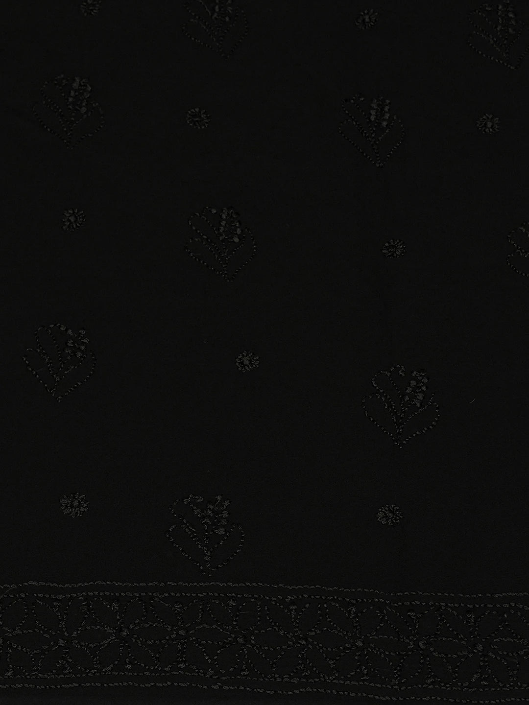 Ada Hand Embroidered Black Viscose Georgette Lucknowi Chikankari Unstitched Kurta Dupatta Set 01A751108