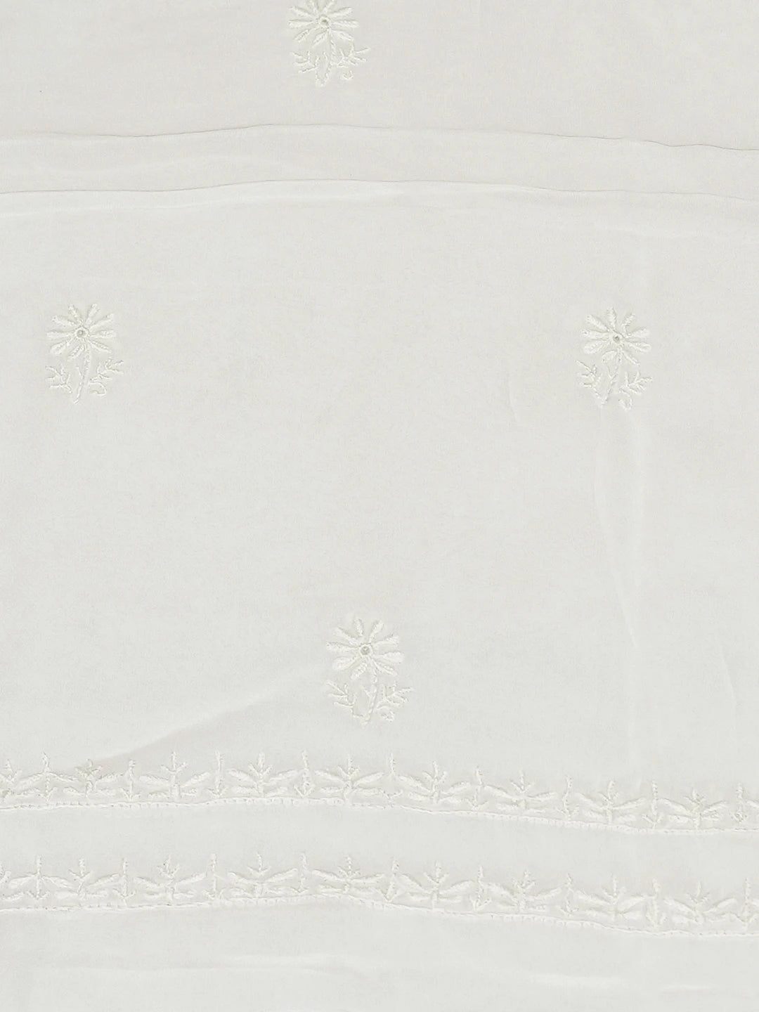 Ada Hand Embroidered Smoke White Viscose Georgette Lucknowi Chikankari Unstitched Kurta Dupatta Set 01A754676