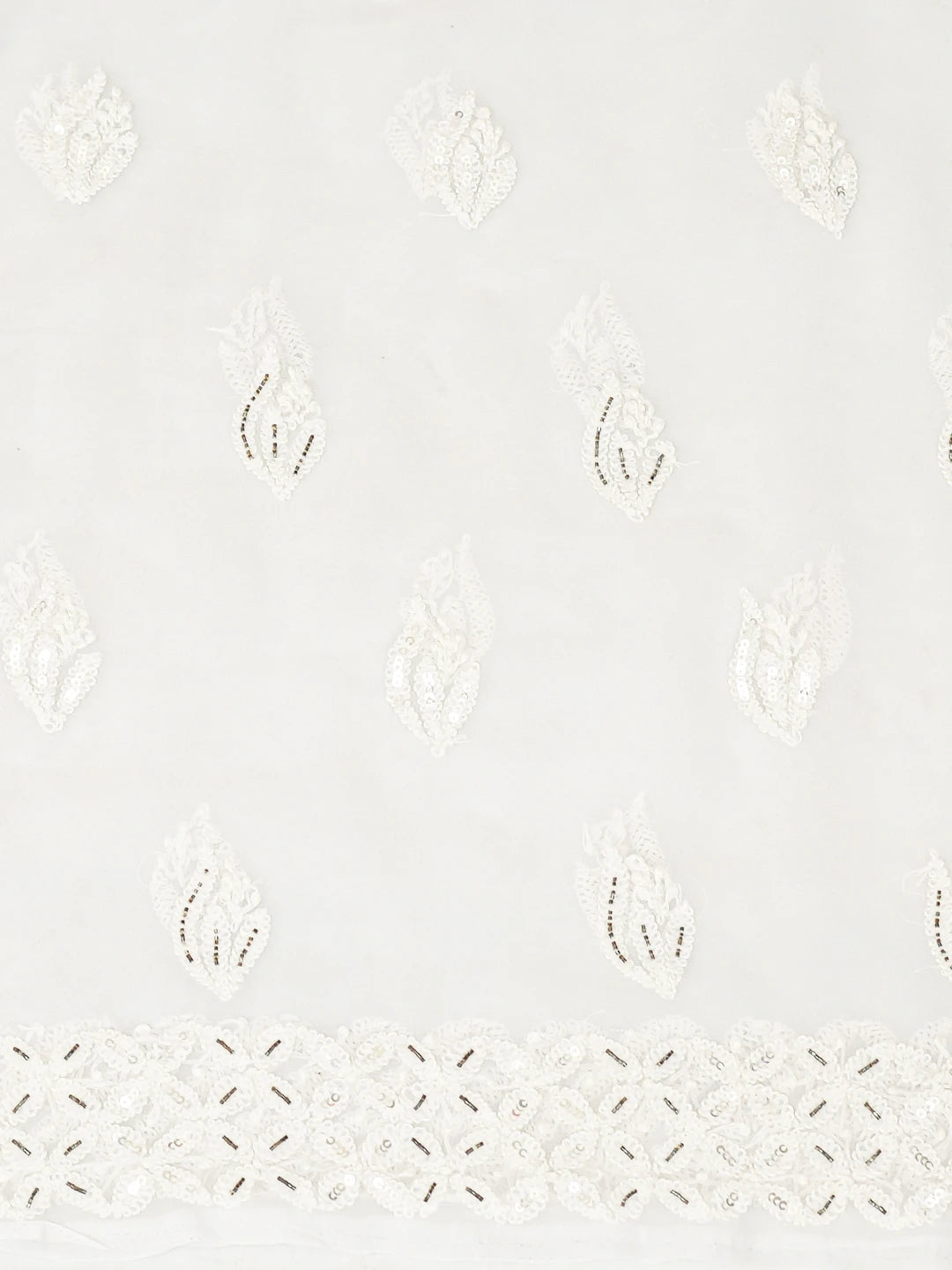 Ada Hand Embroidered White Georgette Lucknowi Chikankari Unstitched Suit Piece With Cutdana Work 01A254281