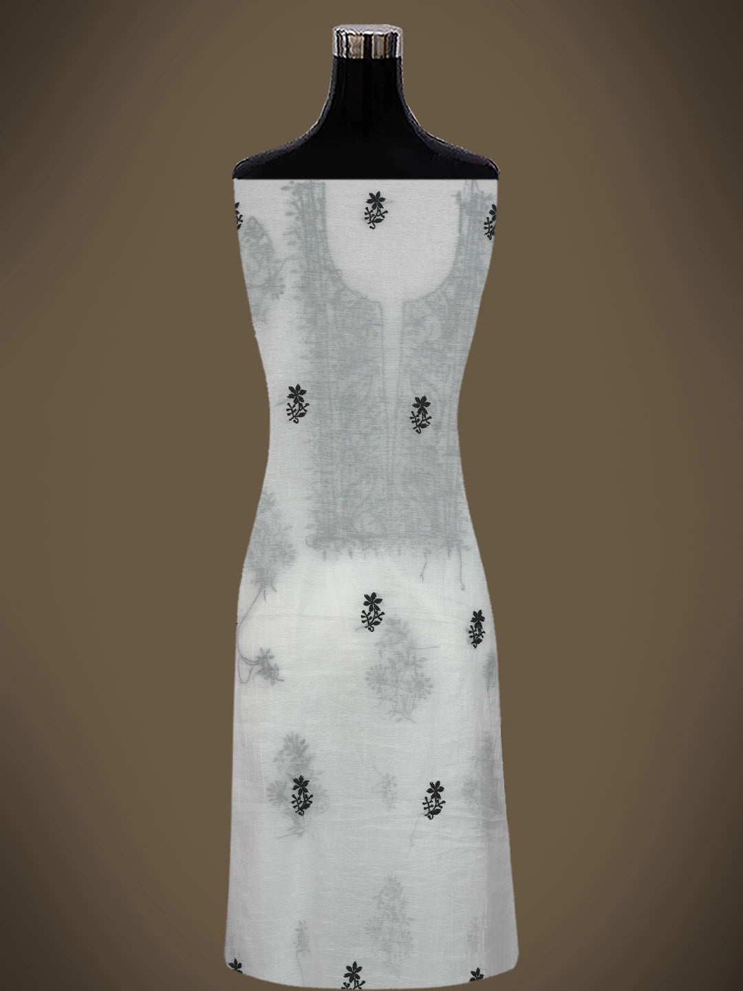 Ada Hand Embroidered White Chanderi Lucknowi Chikankari Unstitched Kurta Dupatta Set 01A762581