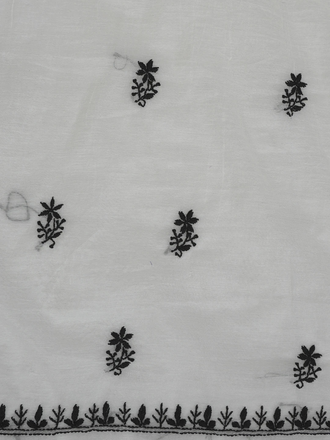 Ada Hand Embroidered White Chanderi Lucknowi Chikankari Unstitched Kurta Dupatta Set 01A762581