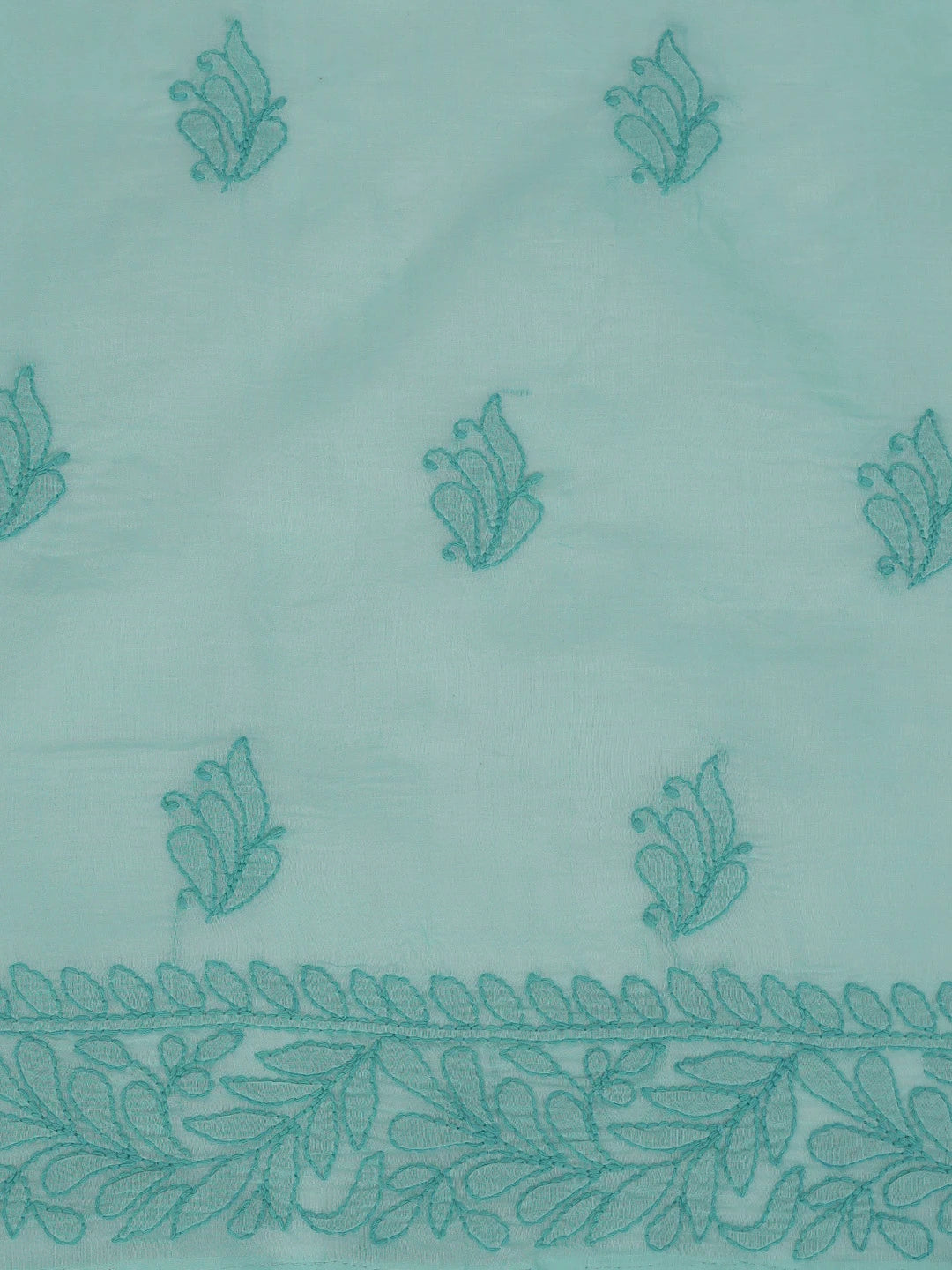 Ada Hand Embroidered Sky Blue Cotton Lucknowi Chikankari Unstitched Suit Piece With Cutdana Work 01A764799