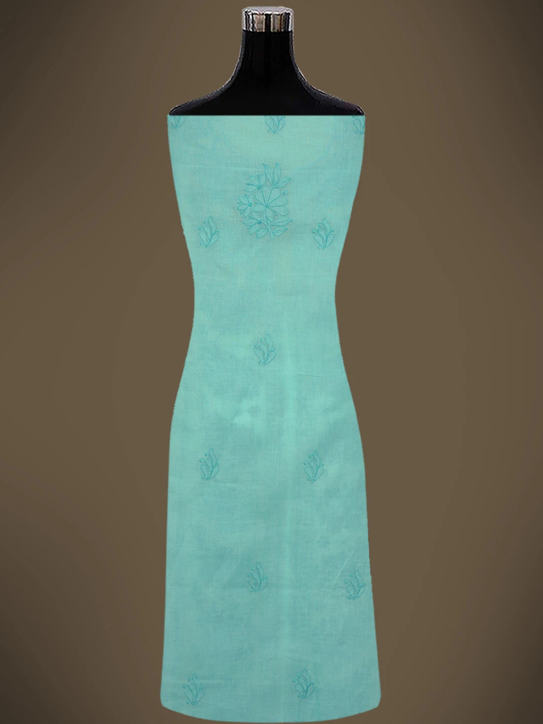 Ada Hand Embroidered Sky Blue Cotton Lucknowi Chikankari Unstitched Suit Piece With Cutdana Work 01A764799