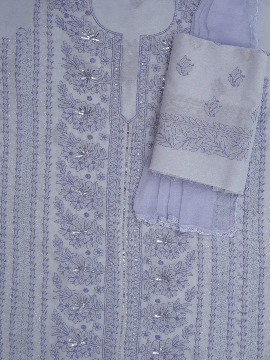 Ada Hand Embroidered Mauve Cotton Lucknowi Chikankari Unstitched Suit Piece With Cutdana Work 01A764795