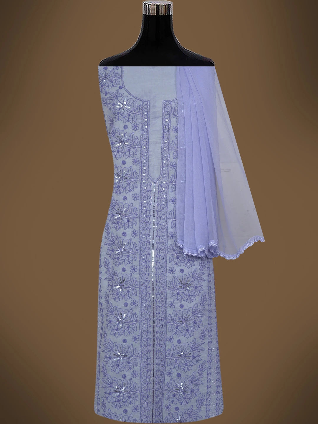 Ada Hand Embroidered Mauve Cotton Lucknowi Chikankari Unstitched Suit Piece With Cutdana Work 01A764795