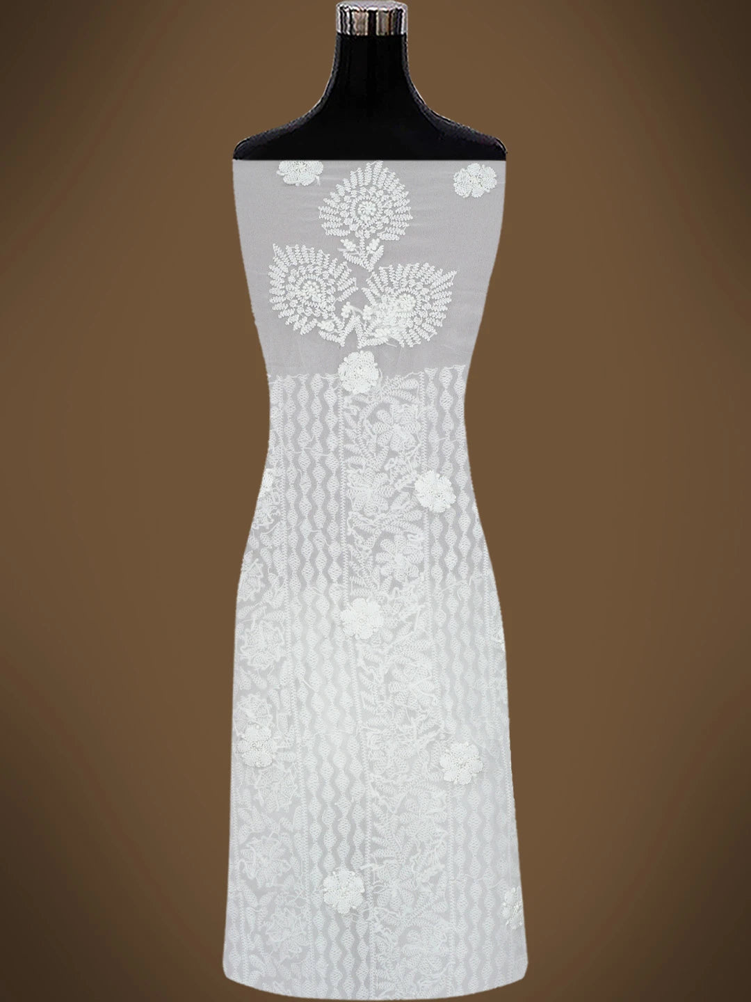 Ada Hand Embroidered White Georgette Lucknowi Chikankari Unstitched Suit Piece 01A765412