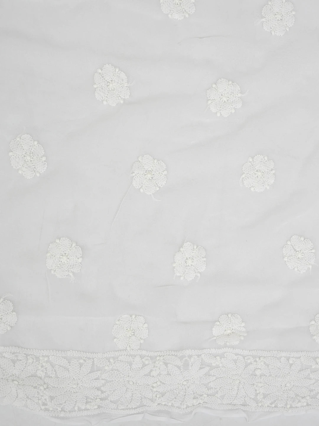 Ada Hand Embroidered White Georgette Lucknowi Chikankari Unstitched Suit Piece 01A765412