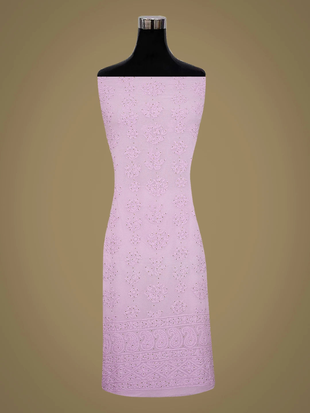 Ada Hand Embroidered Mauve Viscose Georgette Lucknowi Chikankari Unstitched Kurta Piece With Mukaish Work 01A435782
