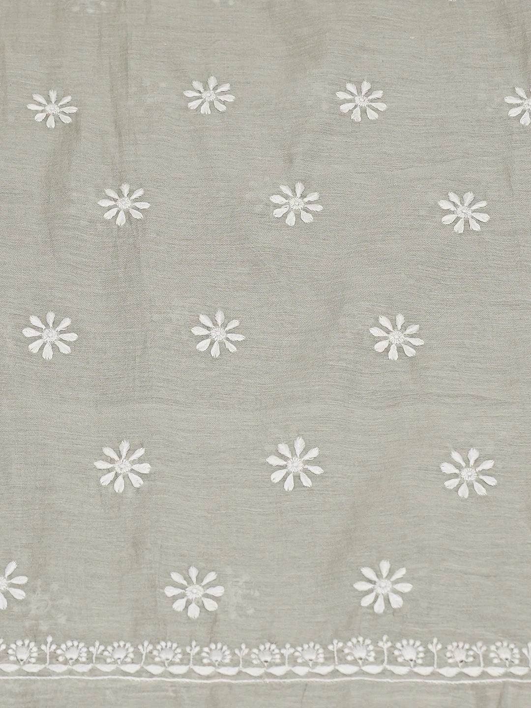 Ada Hand Embroidered Grey Chanderi Lucknowi Chikankari Unstitched Kurta Dupatta Set 01A552402