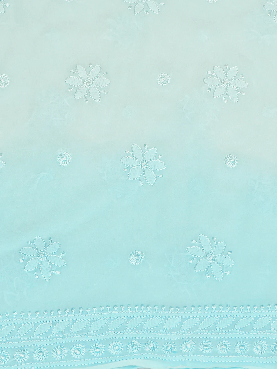Ada Hand Embroidered Sky Blue Viscose Georgette Lucknowi Chikankari Unstitched Kurta Dupatta Set 01A751121