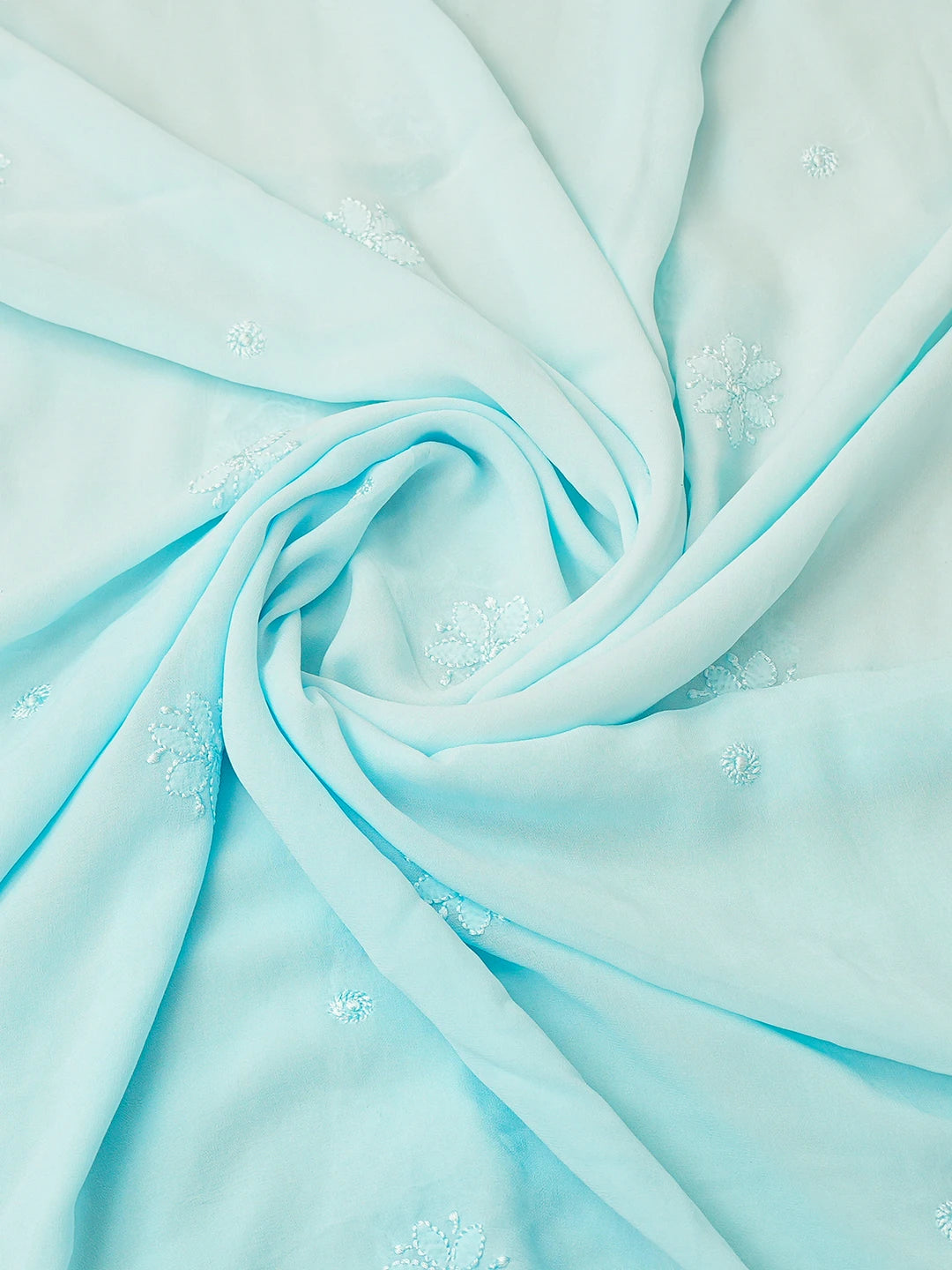 Ada Hand Embroidered Sky Blue Viscose Georgette Lucknowi Chikankari Unstitched Kurta Dupatta Set 01A751121
