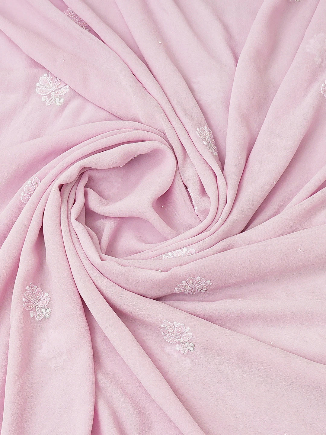 Ada Hand Embroidered Lavender Pink Pure Georgette Lucknowi Chikankari Unstitched Kurta Dupatta Set With Zari Work 01A705431