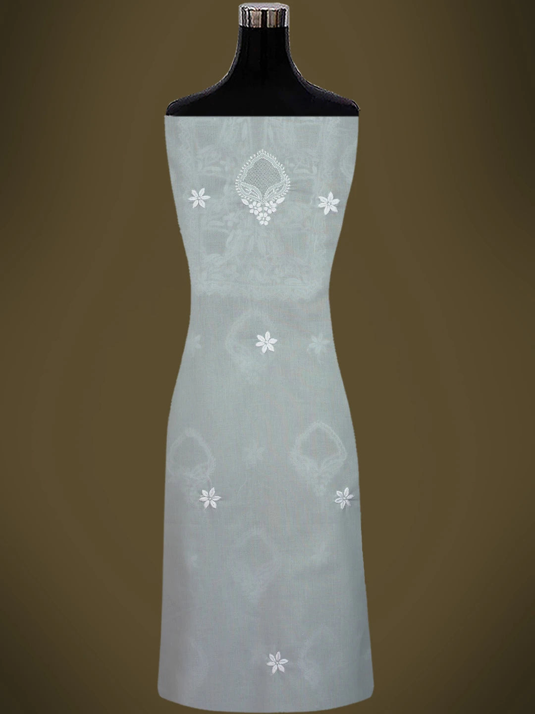 Ada Hand Embroidered Grey Cotton Lucknowi Chikankari Unstitched Suit Piece 01A762979