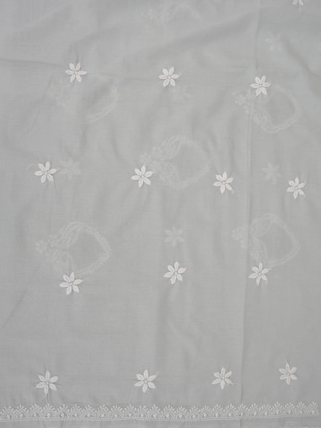 Ada Hand Embroidered Grey Cotton Lucknowi Chikankari Unstitched Suit Piece 01A762979