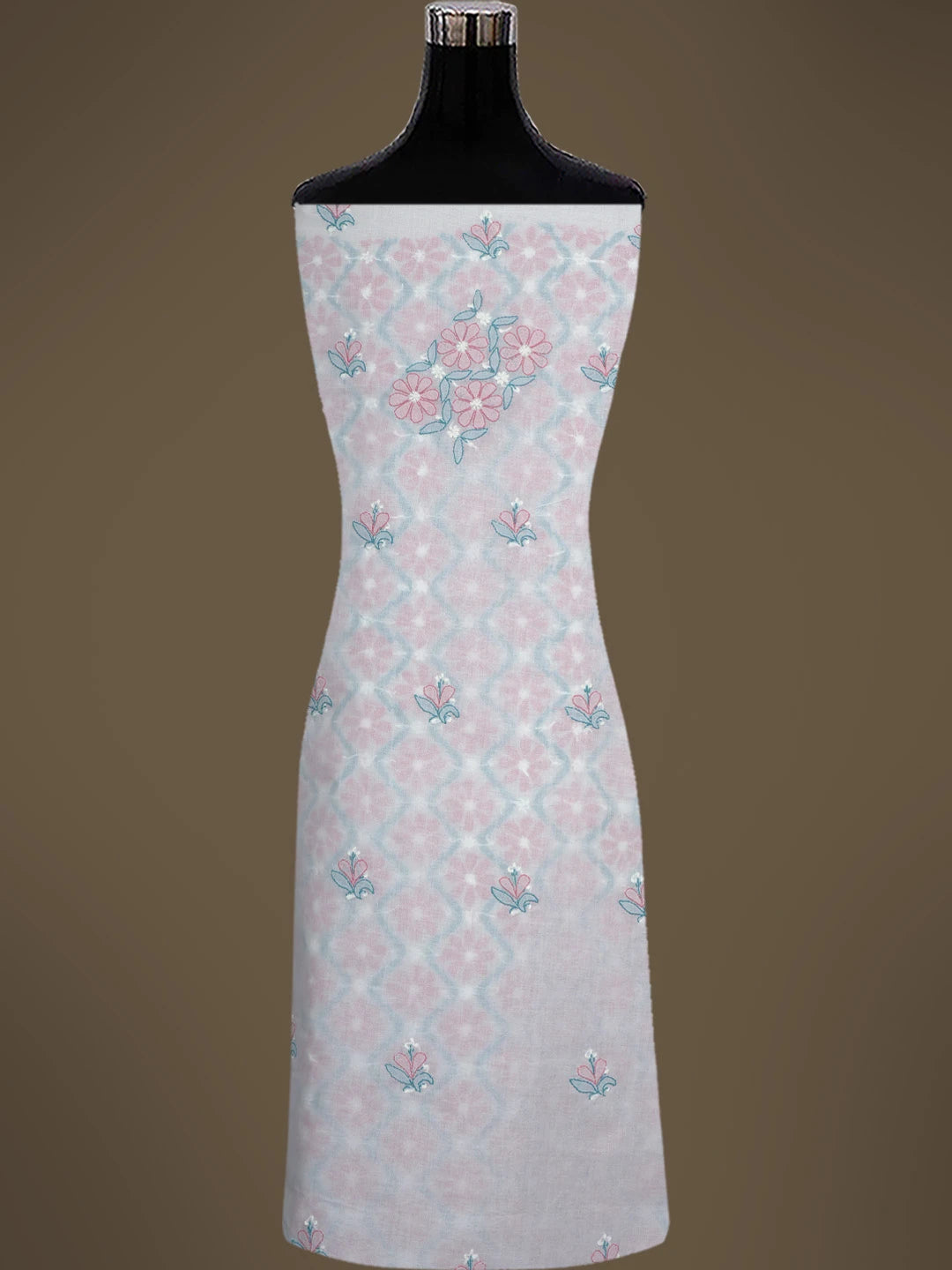 Ada Hand Embroidered White Cotton Lucknowi Chikankari Unstitched Suit Piece 01A765395