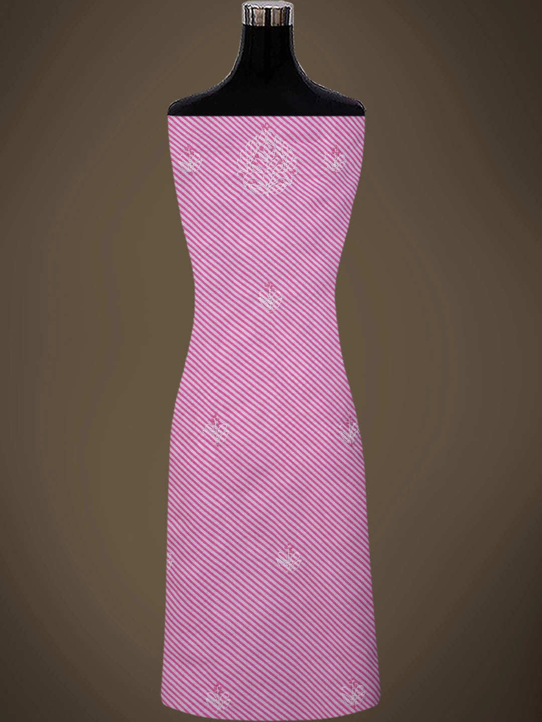 Ada Hand Embroidered White and Pink Cotton Lucknowi Chikankari Unstitched Suit Piece 01A765277