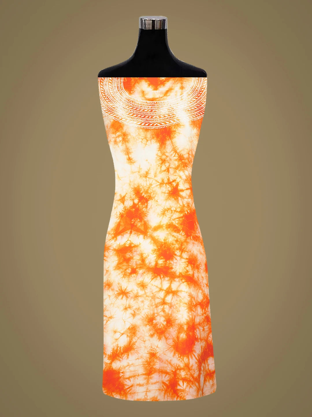 Ada Hand Embroidered Orange And White Shade Silk Lucknowi Chikankari Unstitched Kurta Piece A580456