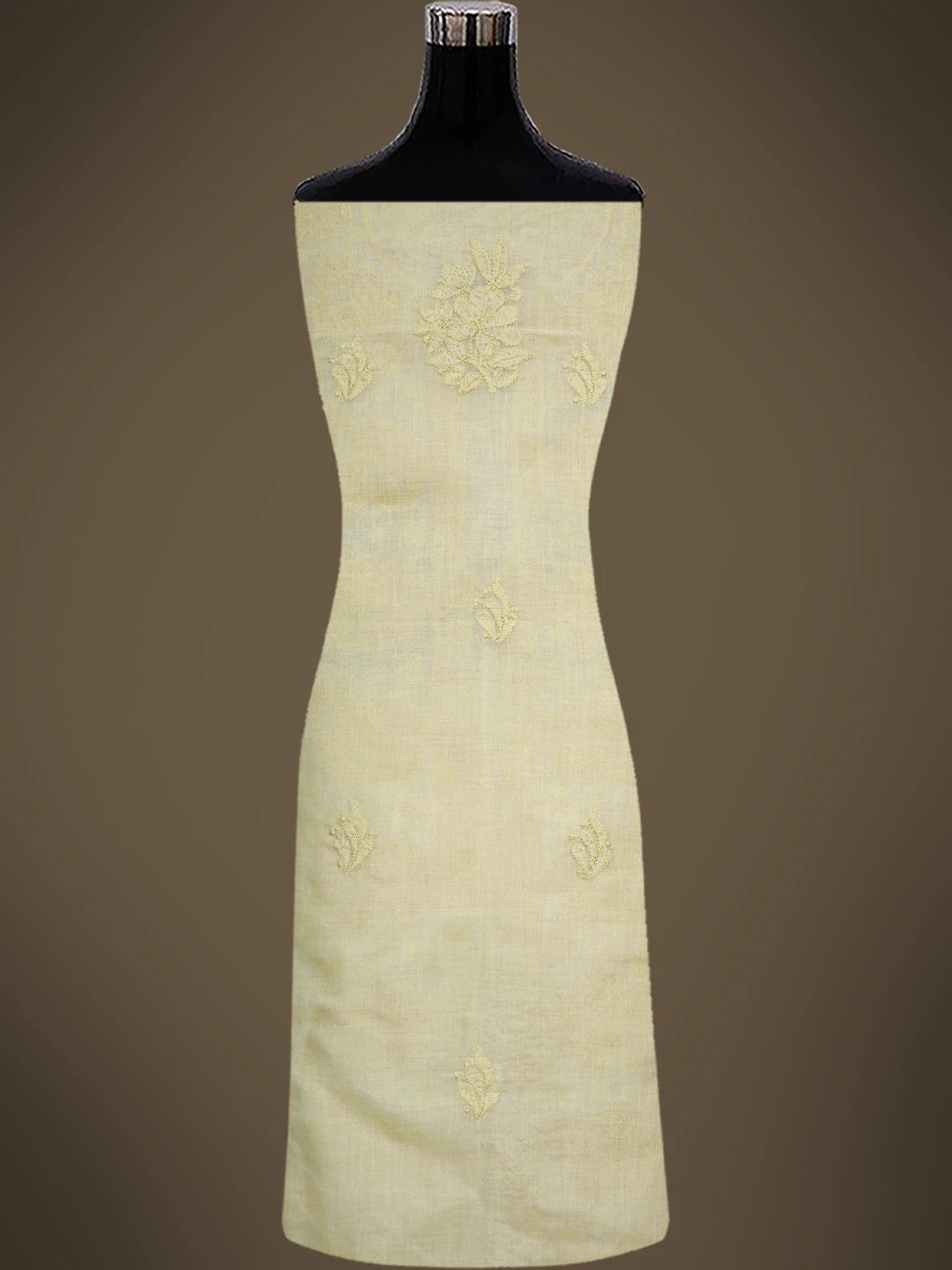 Ada Hand Embroidered Fawn Cotton Lucknowi Chikankari Unstitched Suit Piece With Cutdana Work 01A764790