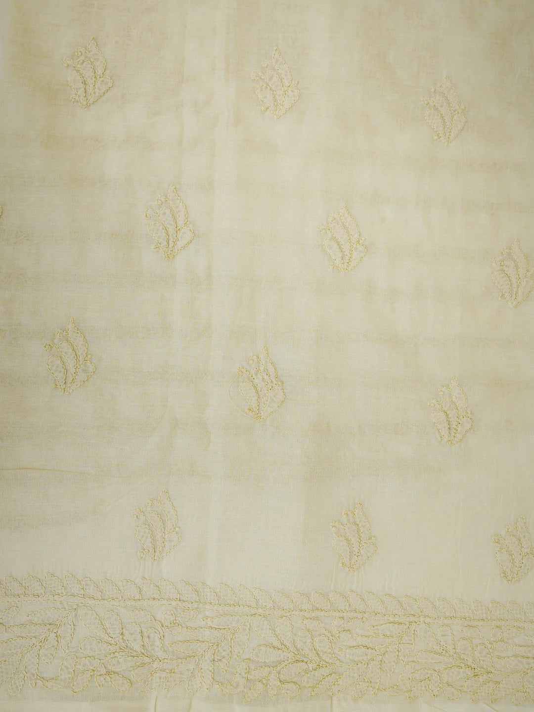 Ada Hand Embroidered Fawn Cotton Lucknowi Chikankari Unstitched Suit Piece With Cutdana Work 01A764790