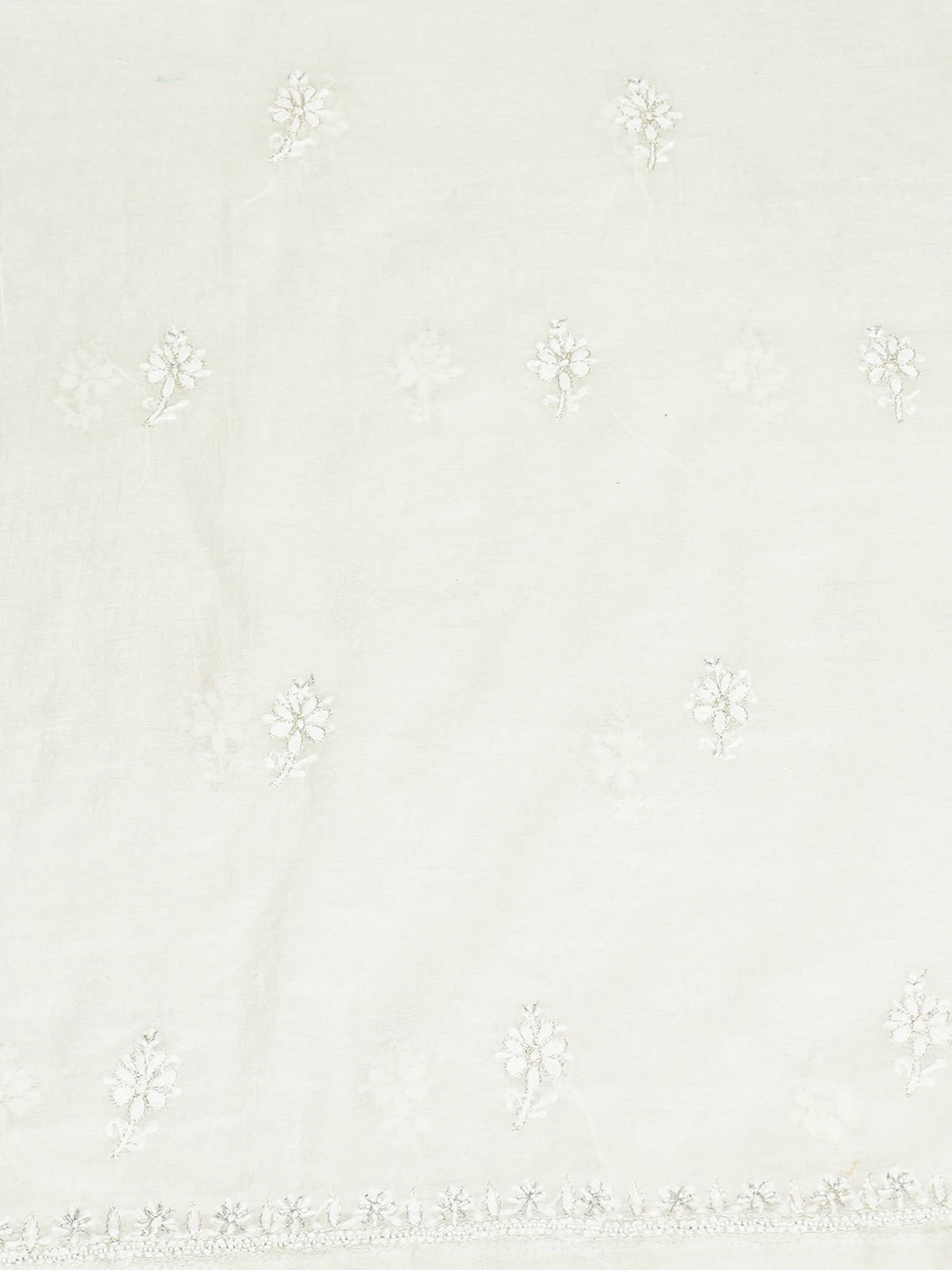 Ada Hand Embroidered White Chanderi Lucknowi Chikankari Unstitched Kurta Dupatta Set With Cutdana Work 01A762770