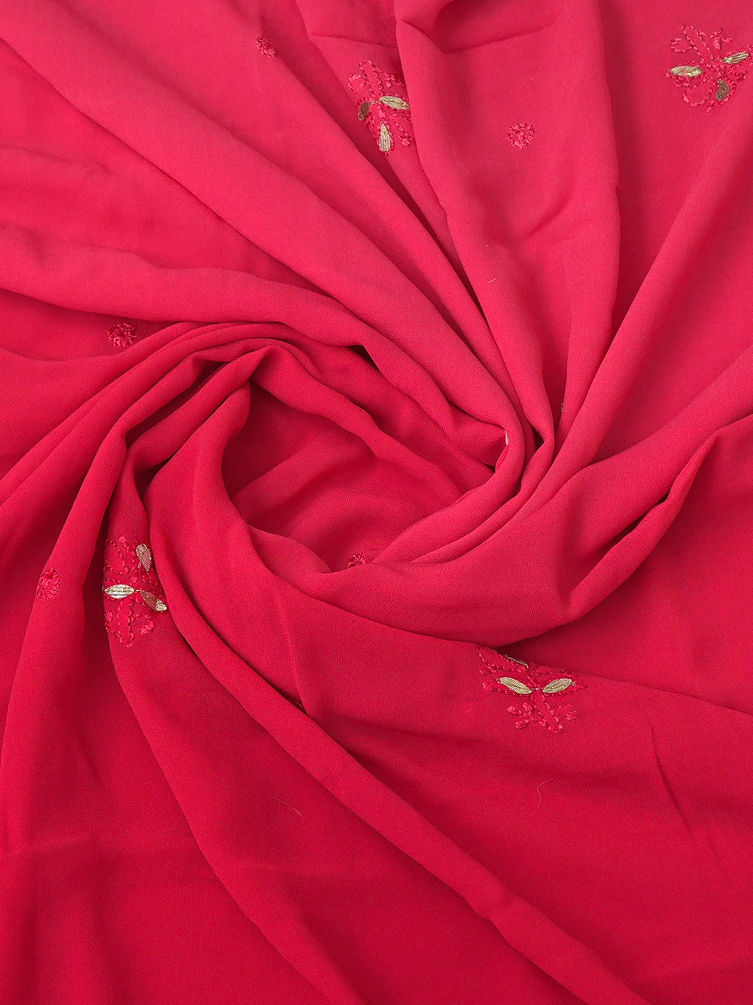 Ada Hand Embroidered Ombre Carrot Pink Viscose Georgette Lucknowi Chikankari Unstitched Kurta Dupatta Set With Gota Patti Work 01A751189