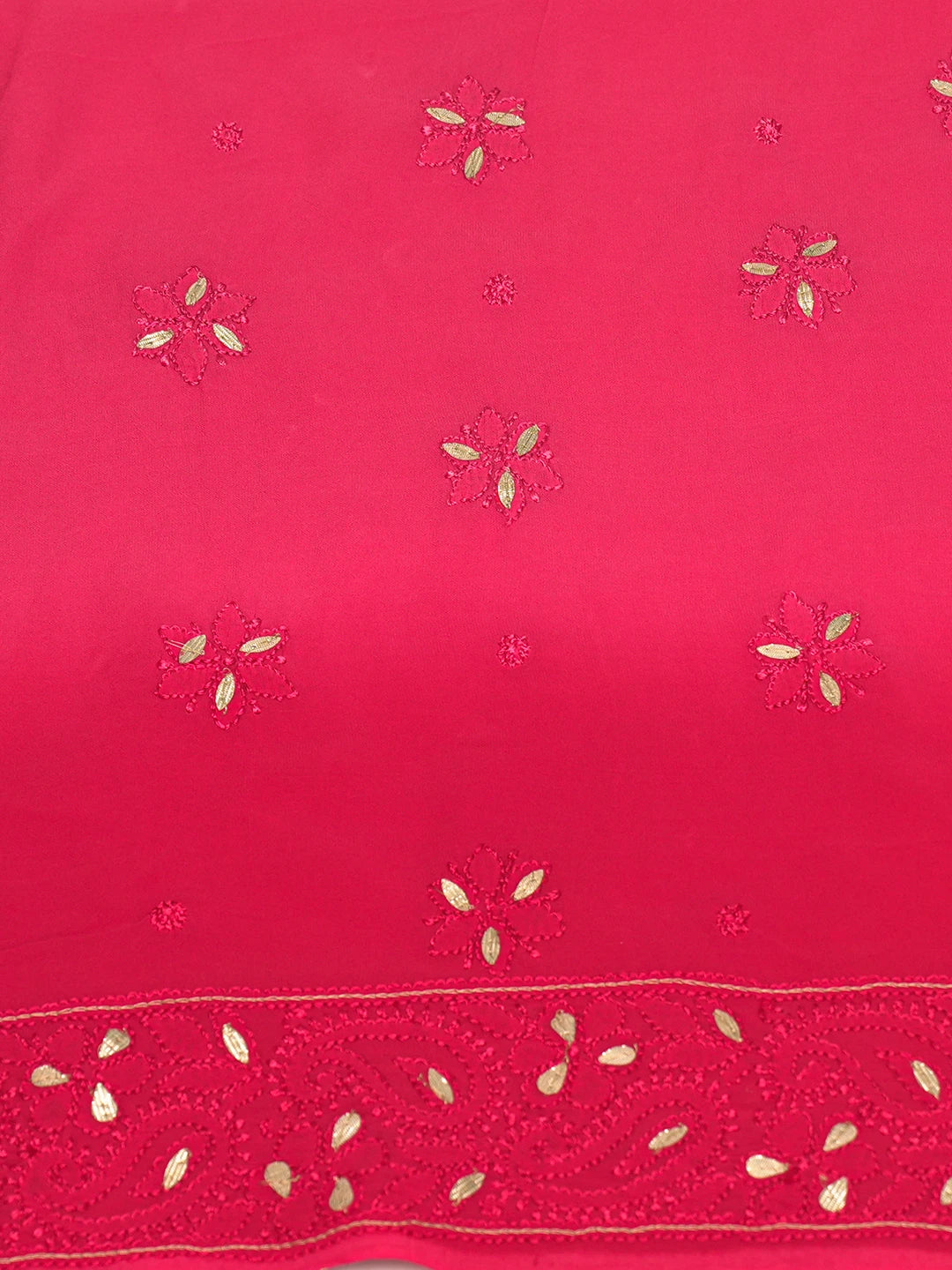 Ada Hand Embroidered Ombre Carrot Pink Viscose Georgette Lucknowi Chikankari Unstitched Kurta Dupatta Set With Gota Patti Work 01A751189