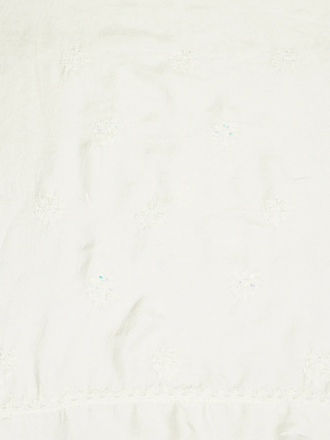 Ada Hand Embroidered White Muslin Lucknowi Chikankari Unstitched Kurta Dupatta Set With Cutdana Work 01A737395