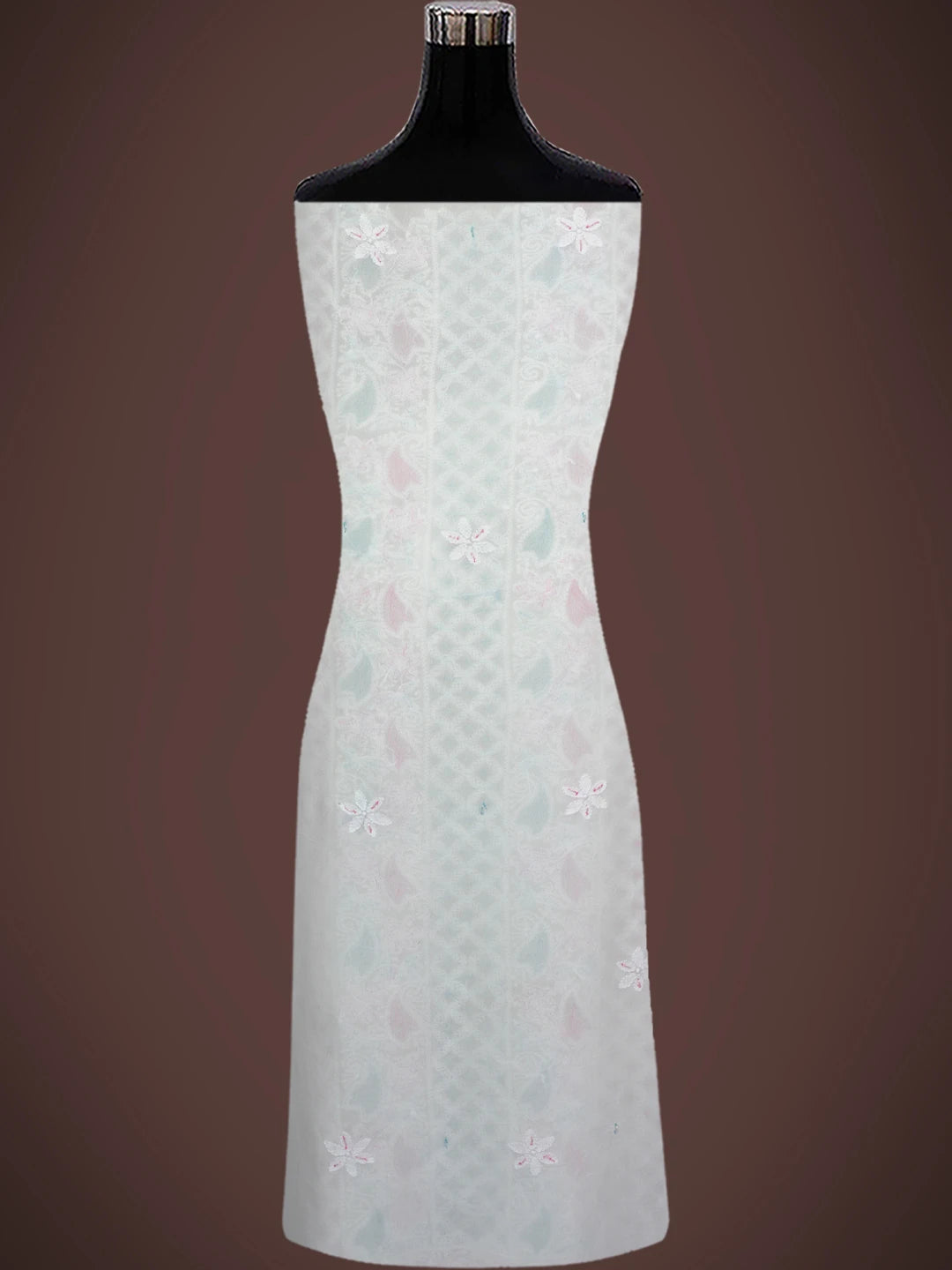 Ada Hand Embroidered White Viscose Georgette Lucknowi Chikankari Unstitched Kurta Dupatta Set With Cutdana Work 01A764516