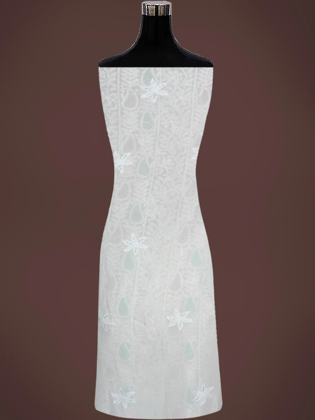 Ada Hand Embroidered White Viscose Georgette Lucknowi Chikankari Unstitched Kurta Dupatta Set With Cutdana Work 01A764518