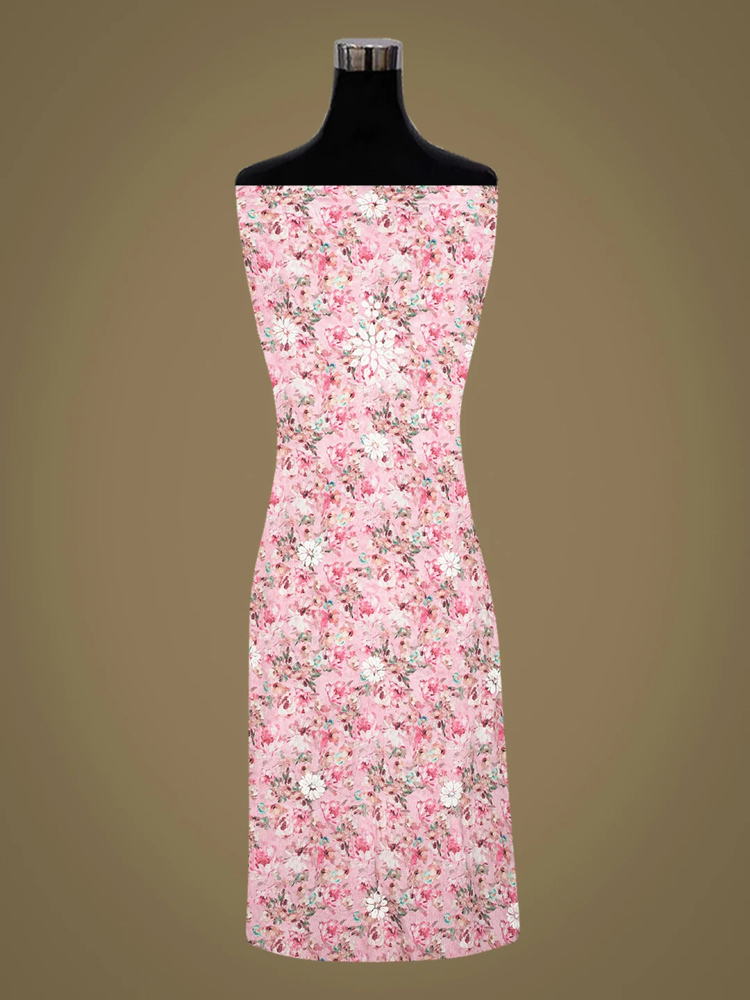 Ada Hand Embroidered Pink Crepe Floral Printed Lucknowi Chikankari Unstitched Kurta Dupatta Set 01A723051