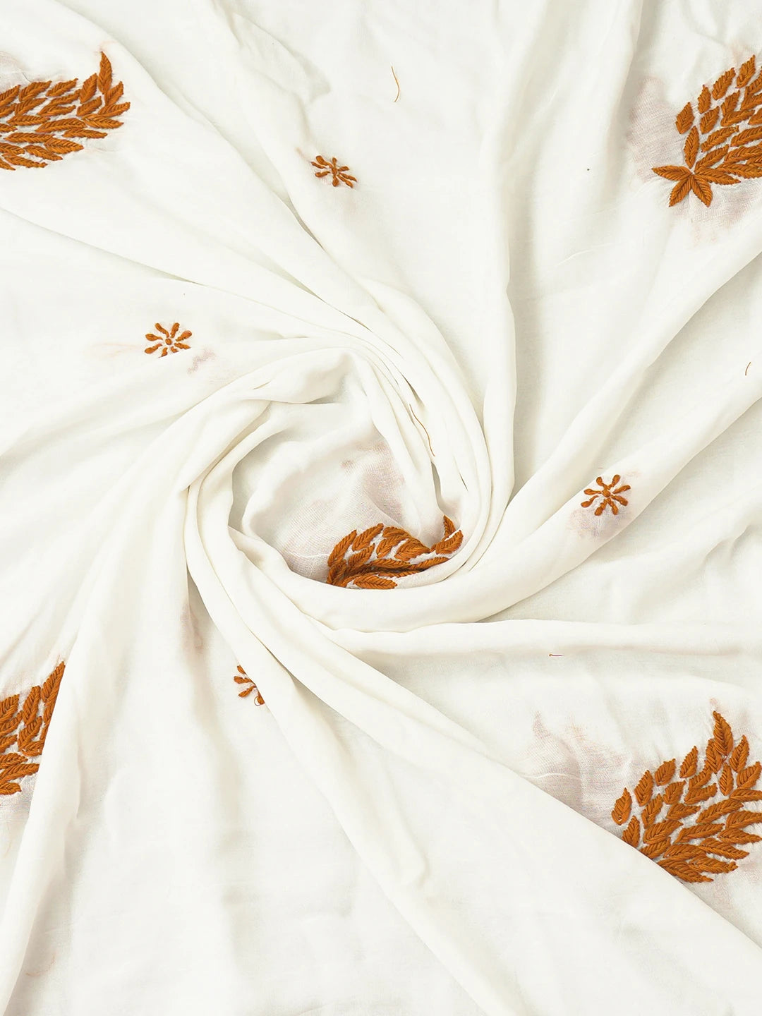 Ada Hand Embroidered White Muslin Lucknowi Chikankari Unstitched Kurta Dupatta Set 01A470961