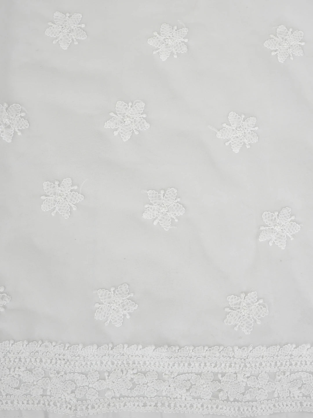 Ada Hand Embroidered White Georgette Lucknowi Chikankari Unstitched Suit Piece 01A765410