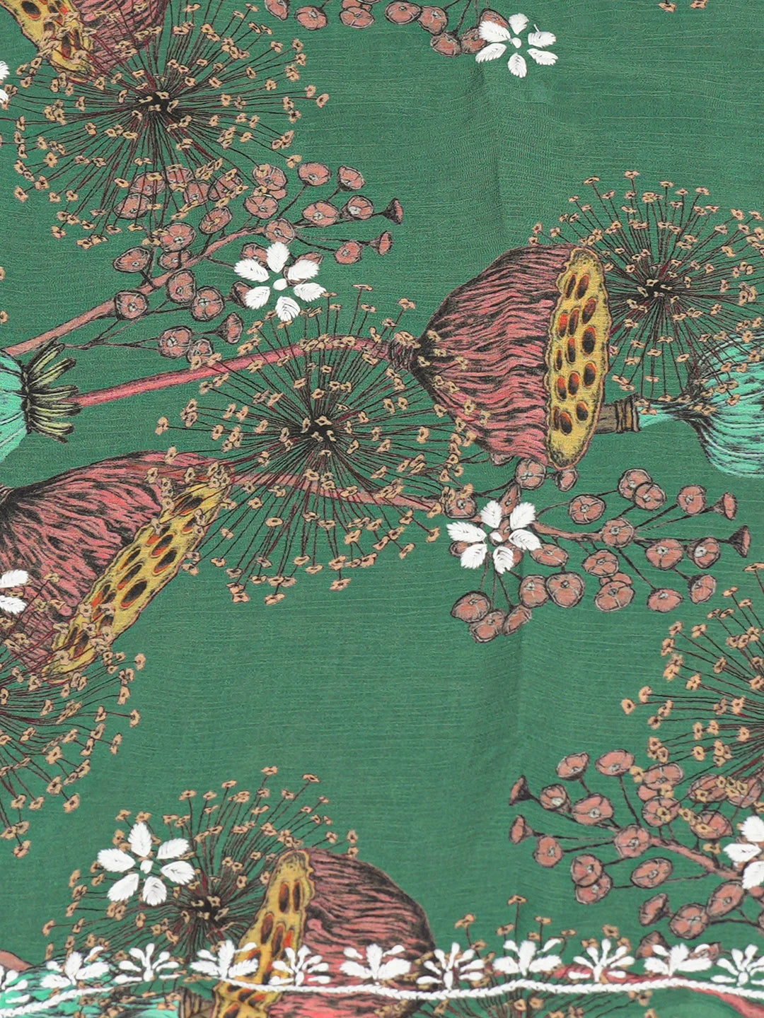 Ada Hand Embroidered Teal Green Crepe Floral Printed Lucknowi Chikankari Unstitched Kurta Dupatta Set 01A723061