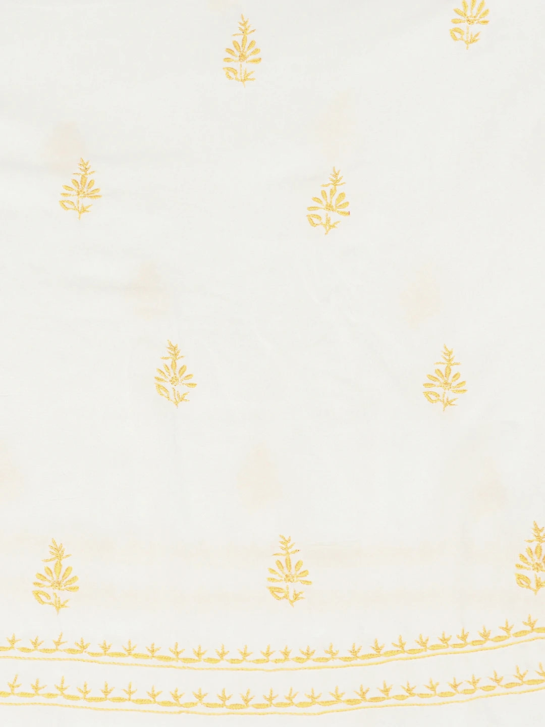 Ada Hand Embroidered White Modal Lucknowi Chikankari Unstitched Kurta Dupatta Set 01A754650