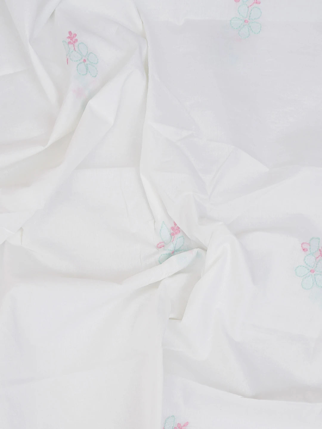 Ada Hand Embroidered White Cotton Lucknowi Chikankari Unstitched Suit Piece 01A765228