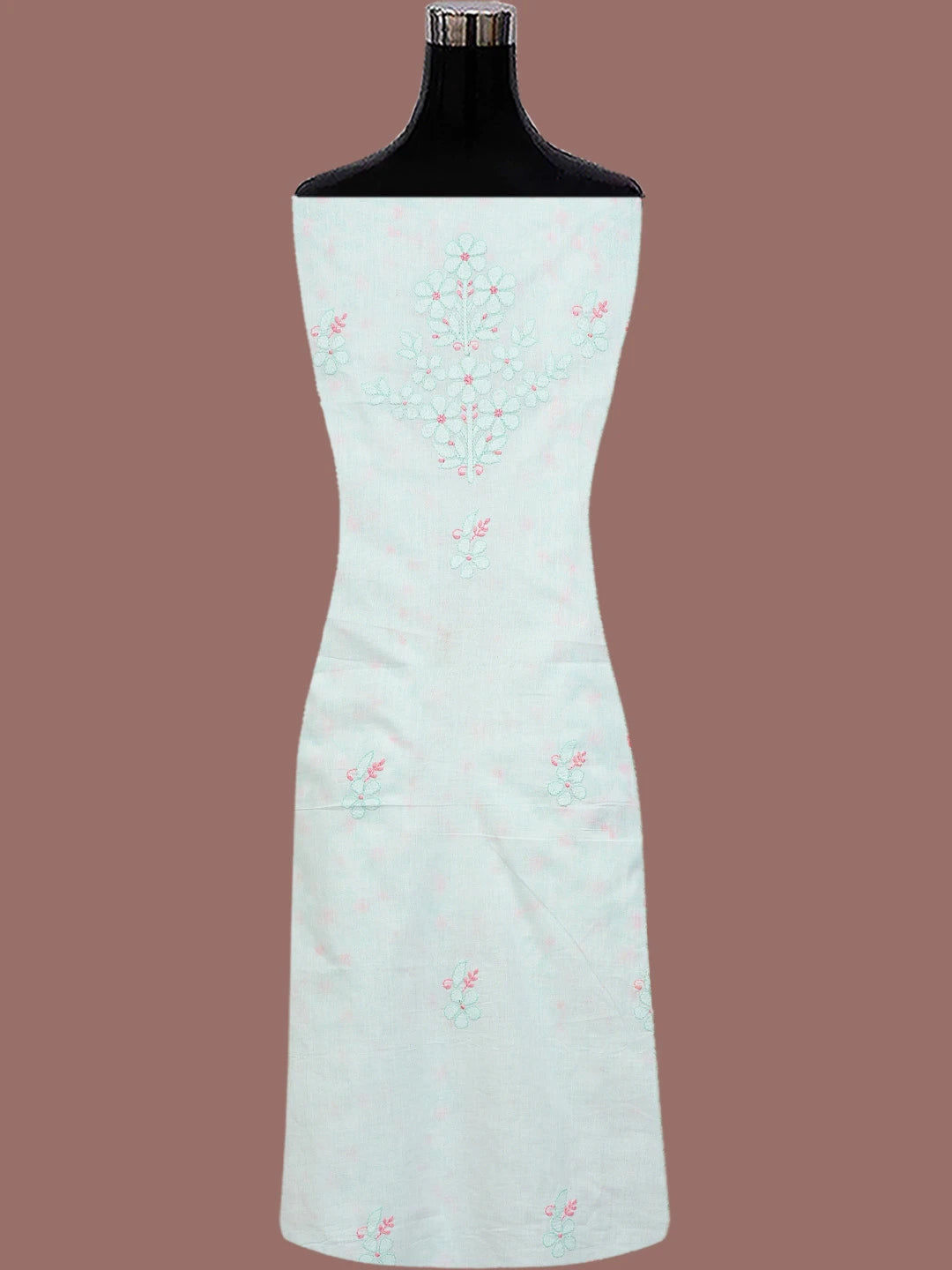Ada Hand Embroidered White Cotton Lucknowi Chikankari Unstitched Suit Piece 01A765228