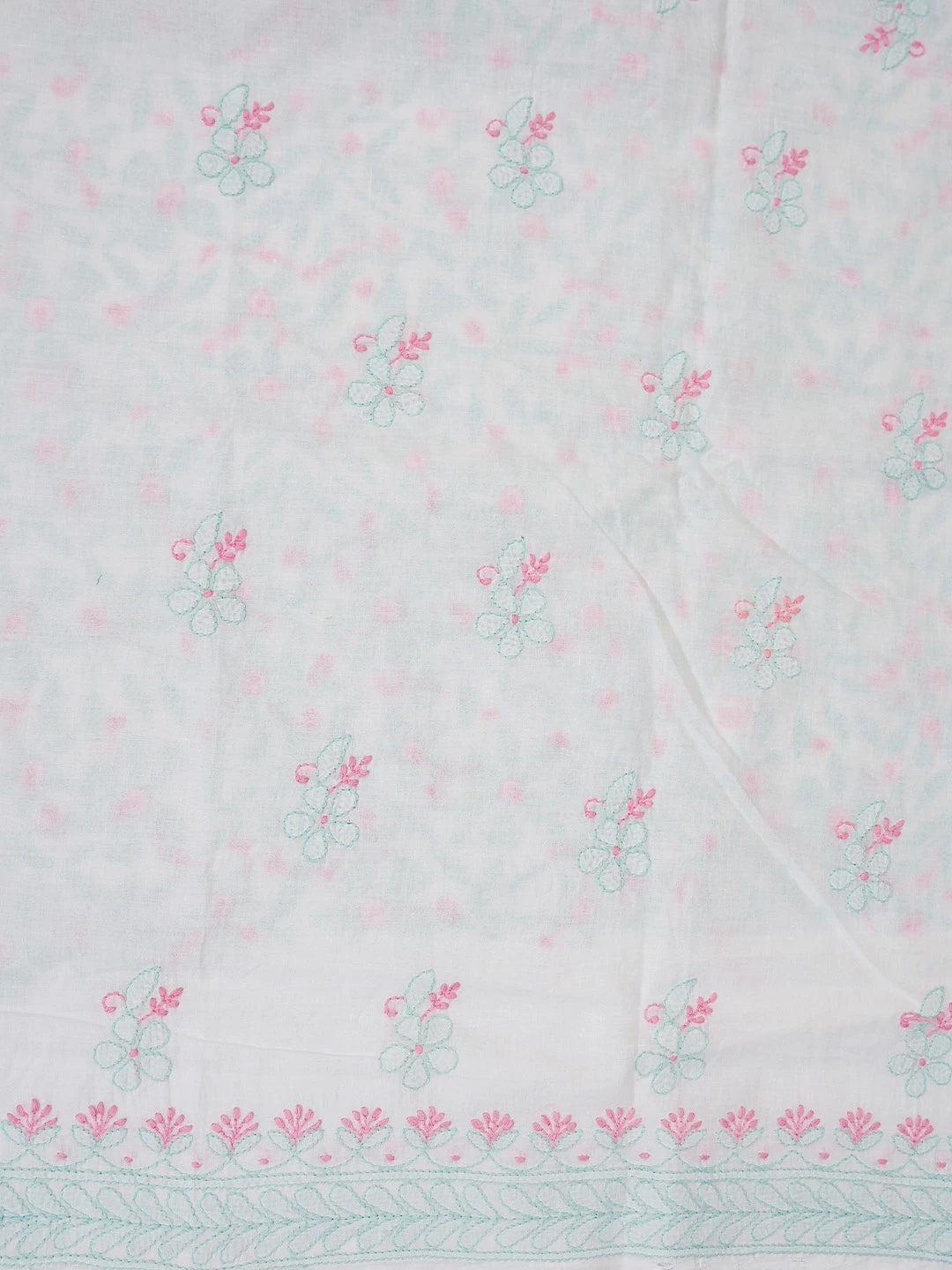 Ada Hand Embroidered White Cotton Lucknowi Chikankari Unstitched Suit Piece 01A765228