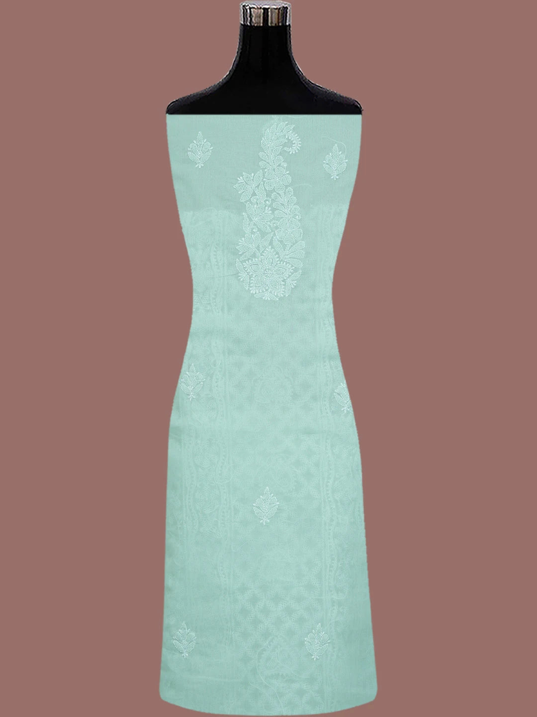 Ada Hand Embroidered Sea Green Cotton Lucknowi Chikankari Unstitched Suit Piece 01A764941